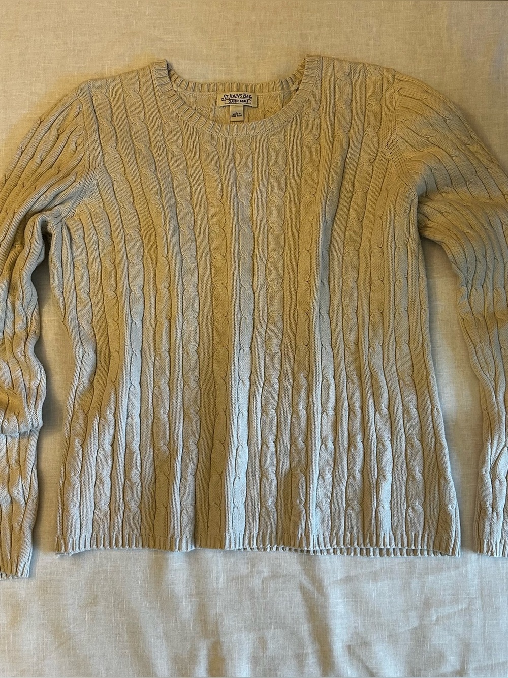 Euc St. Jogn's Bay Women's Large ivory cable pattern sweater long sleeve